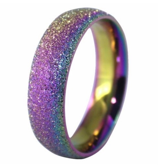 Gorgeous genuine sparkly rainbow diamond dust ring - Picture 3 of 6